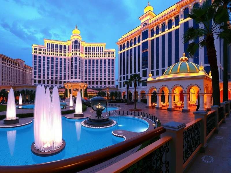 Luxury casino interior with poker tables